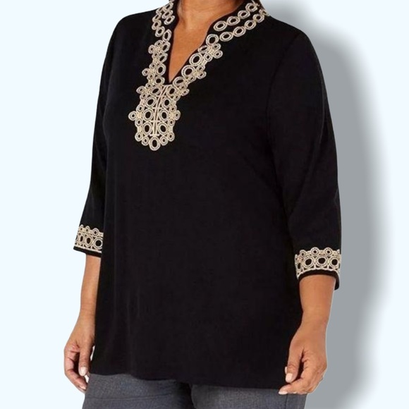 Charter Club Tops - NWT Charter Club Navy Embellished Top Sz 3X